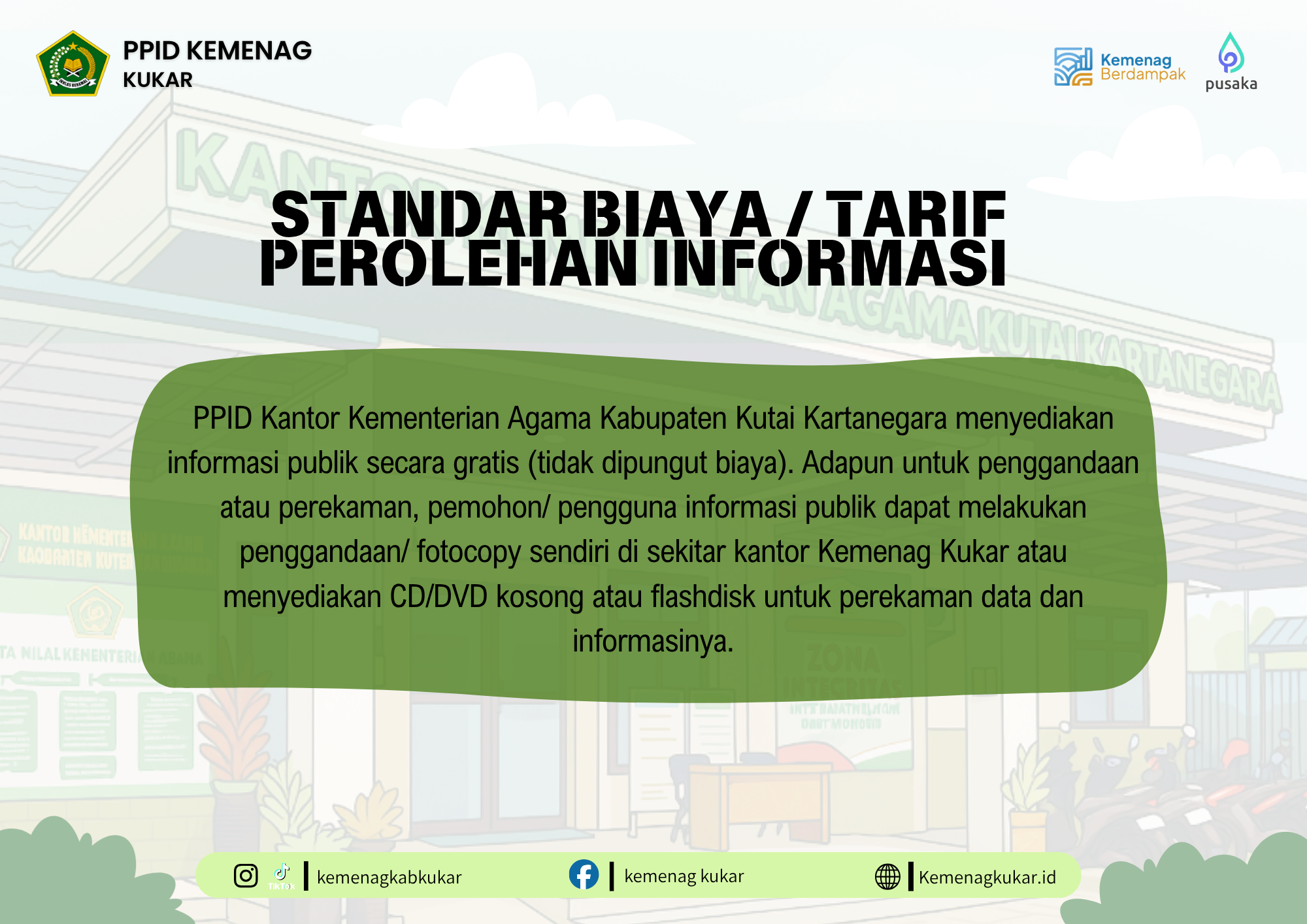 STANDAR BIAYA DAN TARIF PEROLEHAN INFORMASI
