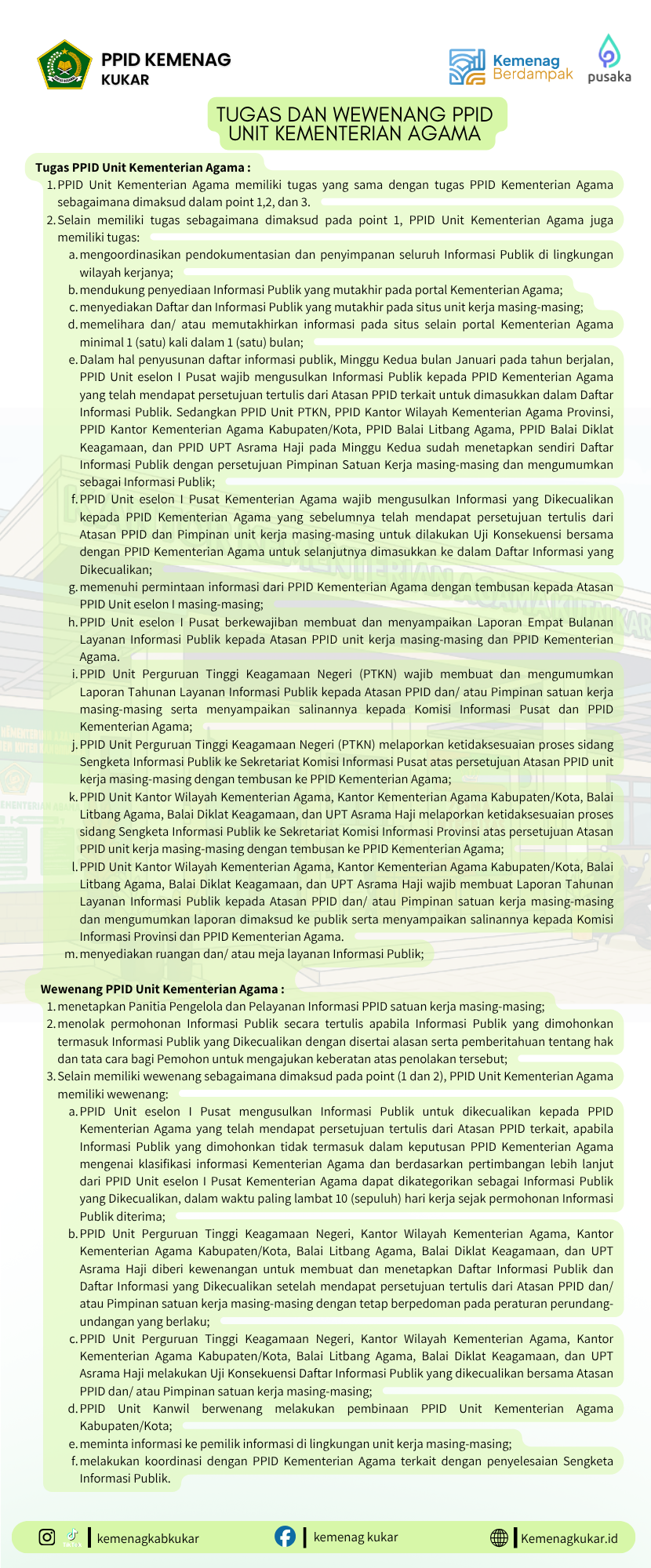 tugas dan wewenang unit kemenag